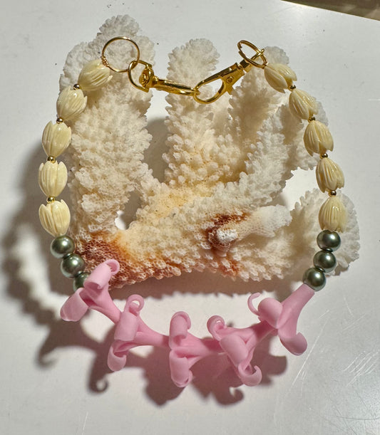 Pink Puakenikeni w/ Faux Pearl