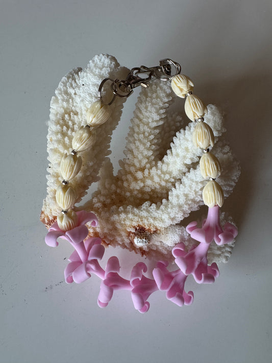 Pink Puakenikeni Purse Lei (silver hardware)